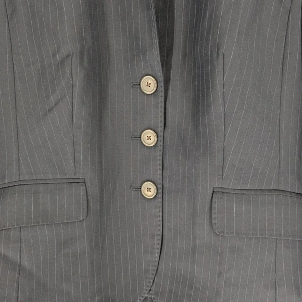 J.Crew‎ Womens Navy Blue Pinstripe 100% Wool 3-Button Blazer Jacket Size 12T